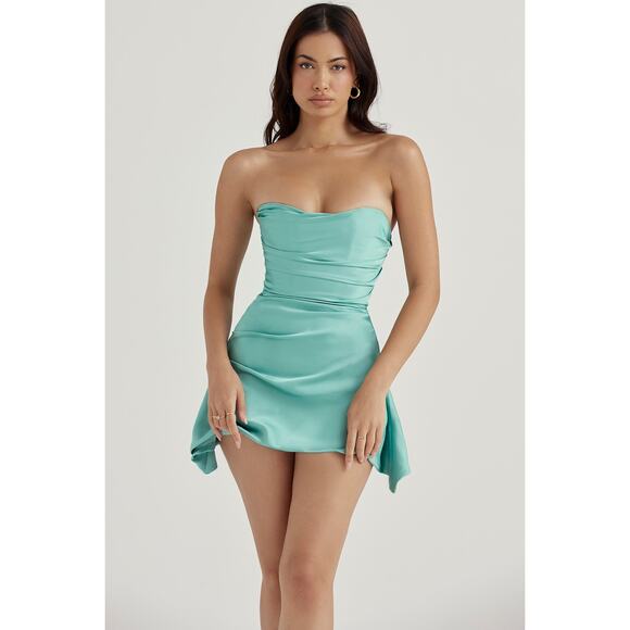 House of CB Jasmine Jade Draped Strapless Corset Dress - Picture 1 of 8